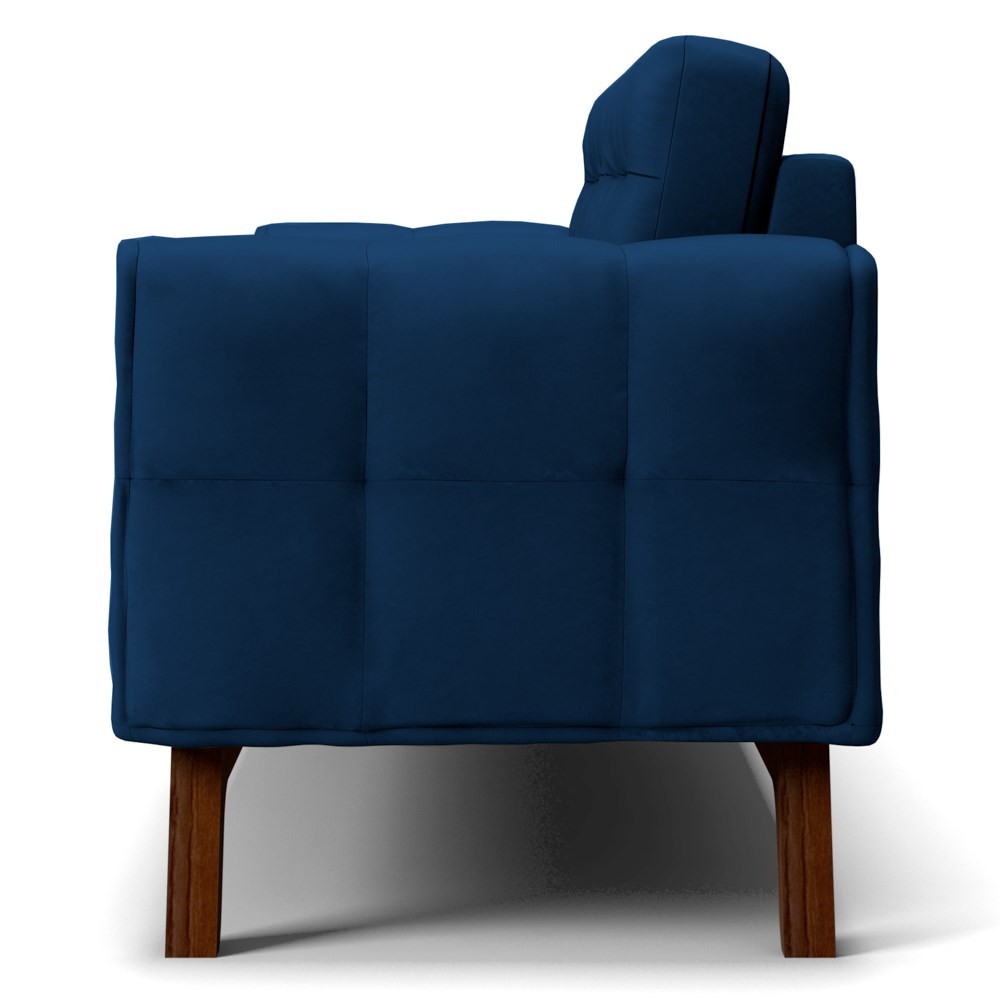Sofá 150 cm 2 Lugares Sandero B-304 Veludo Azul Marinho - Domi