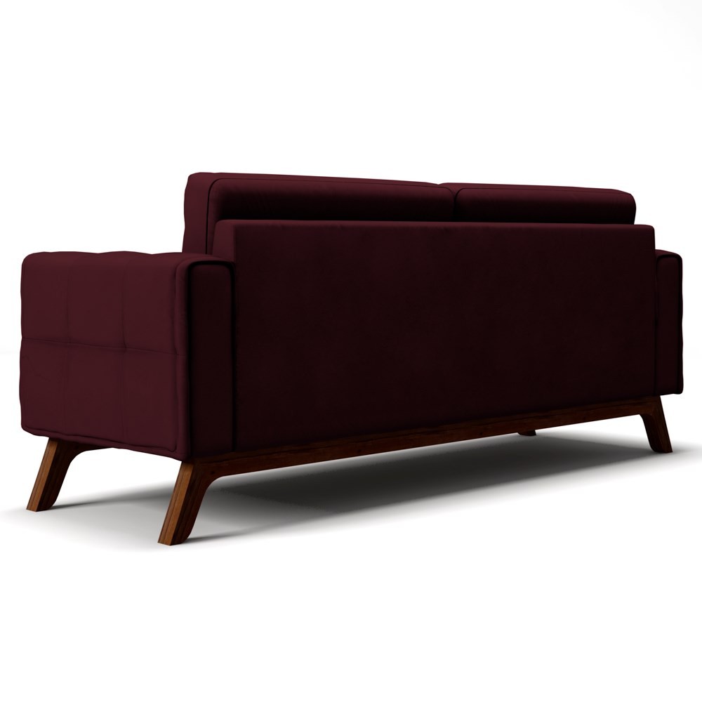 Sofá 180 cm 3 Lugares Sandero B-278 Veludo Marsala - Domi