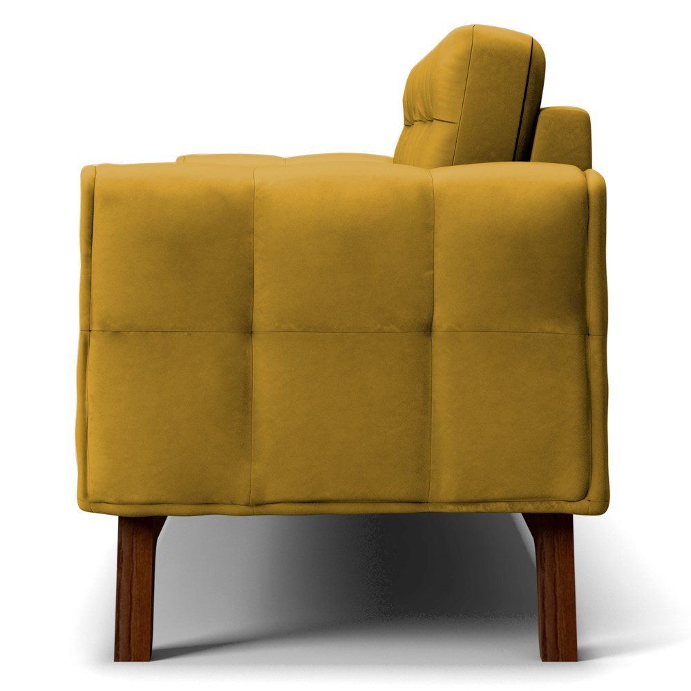 Sofá 180 cm 3 Lugares Sandero B-279 Veludo Amarelo - Domi