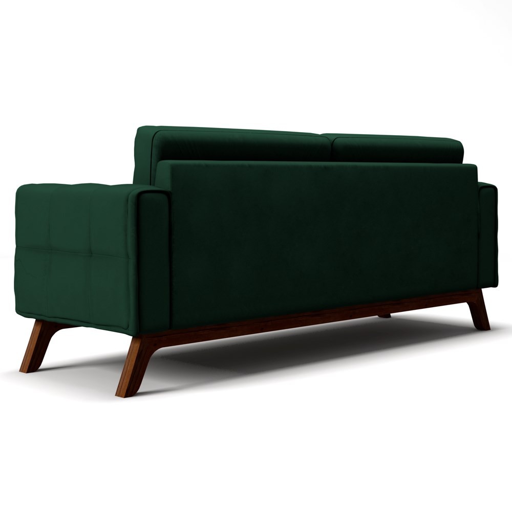 Sofá 180 cm 3 Lugares Sandero B-303 Veludo Verde - Domi