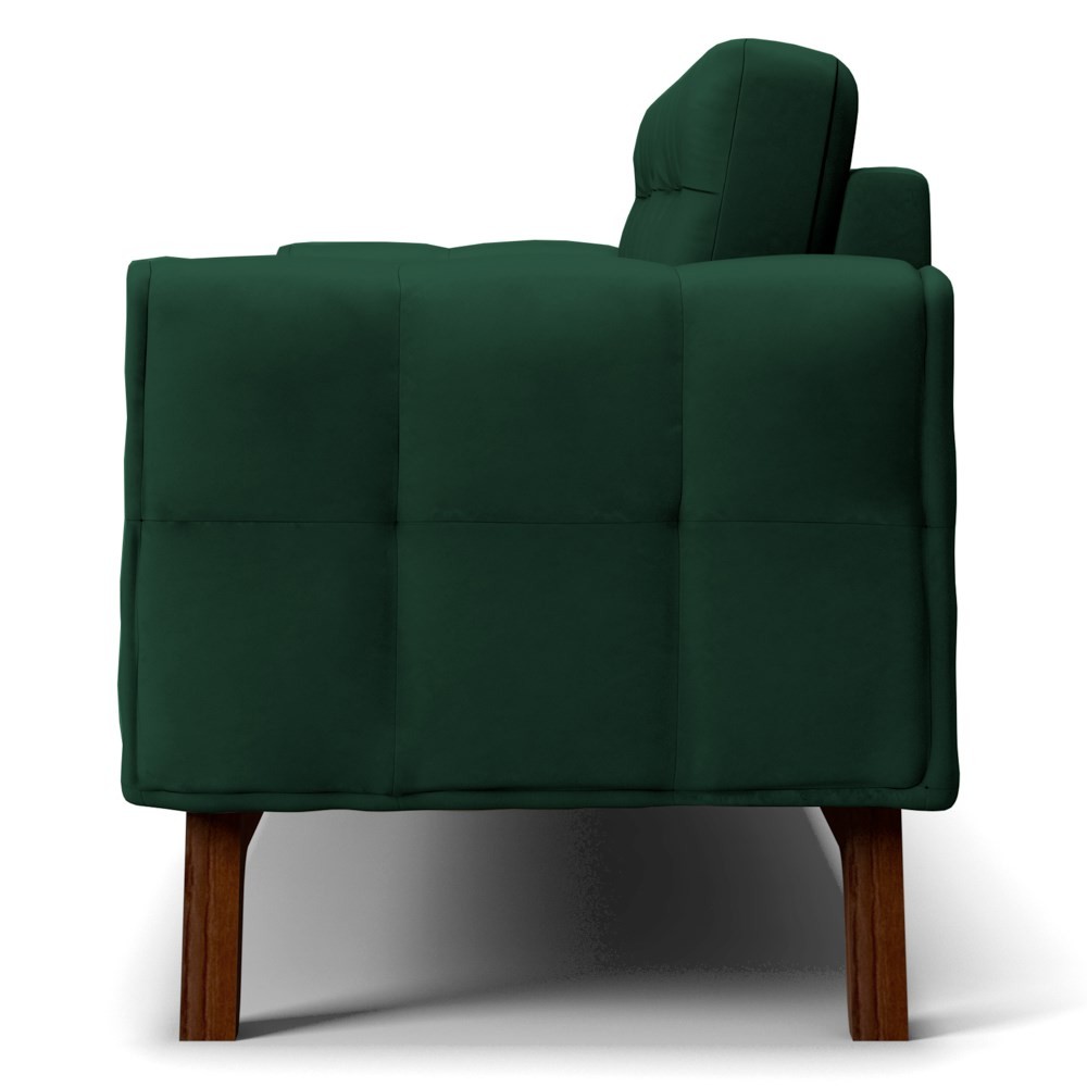 Sofá 180 cm 3 Lugares Sandero B-303 Veludo Verde - Domi