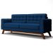 Sofá 180 cm 3 Lugares Sandero B-304 Veludo Azul Marinho - Domi