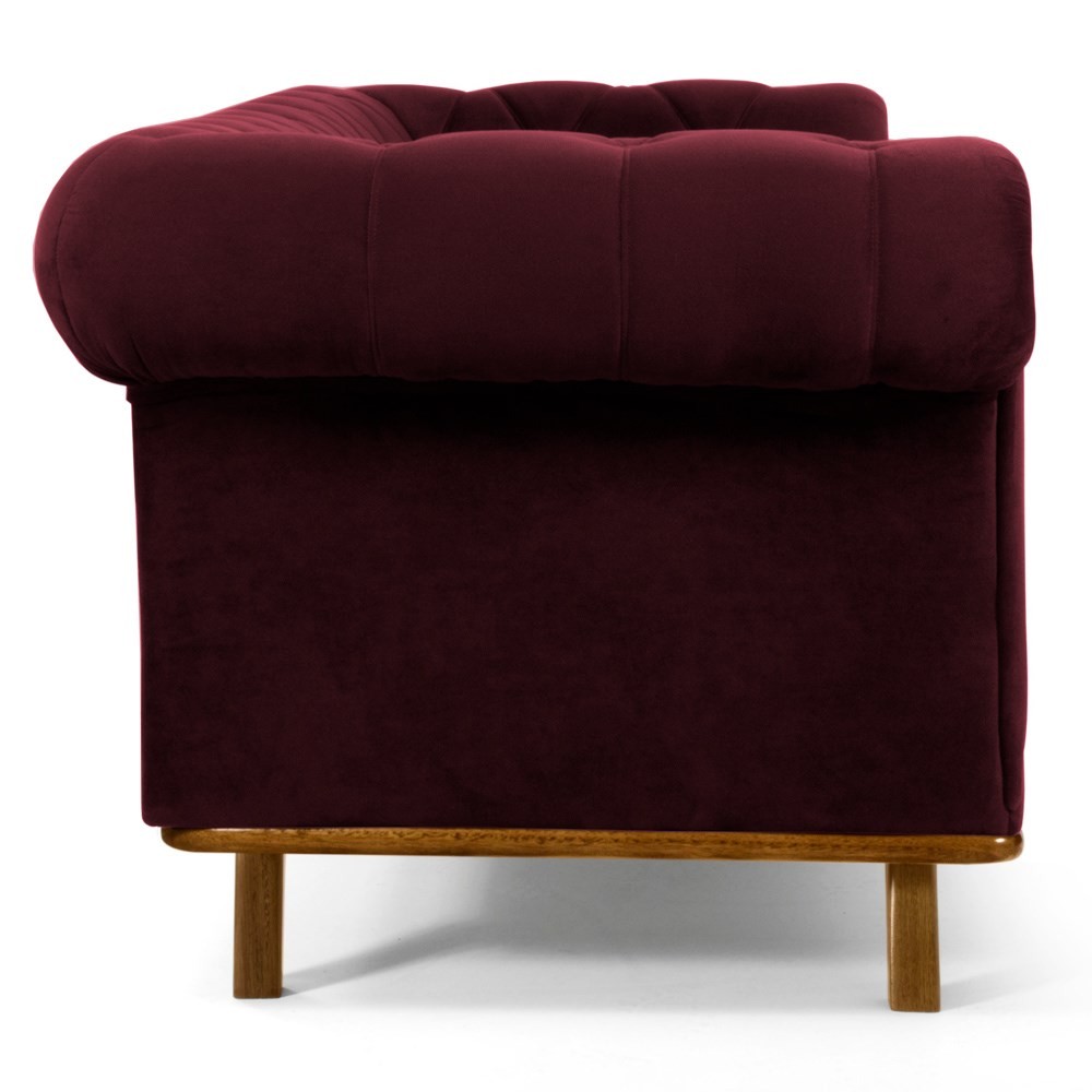 Sofá 180cm 3 Lugares Base Madeira Império B-278 Veludo Marsala - Domi
