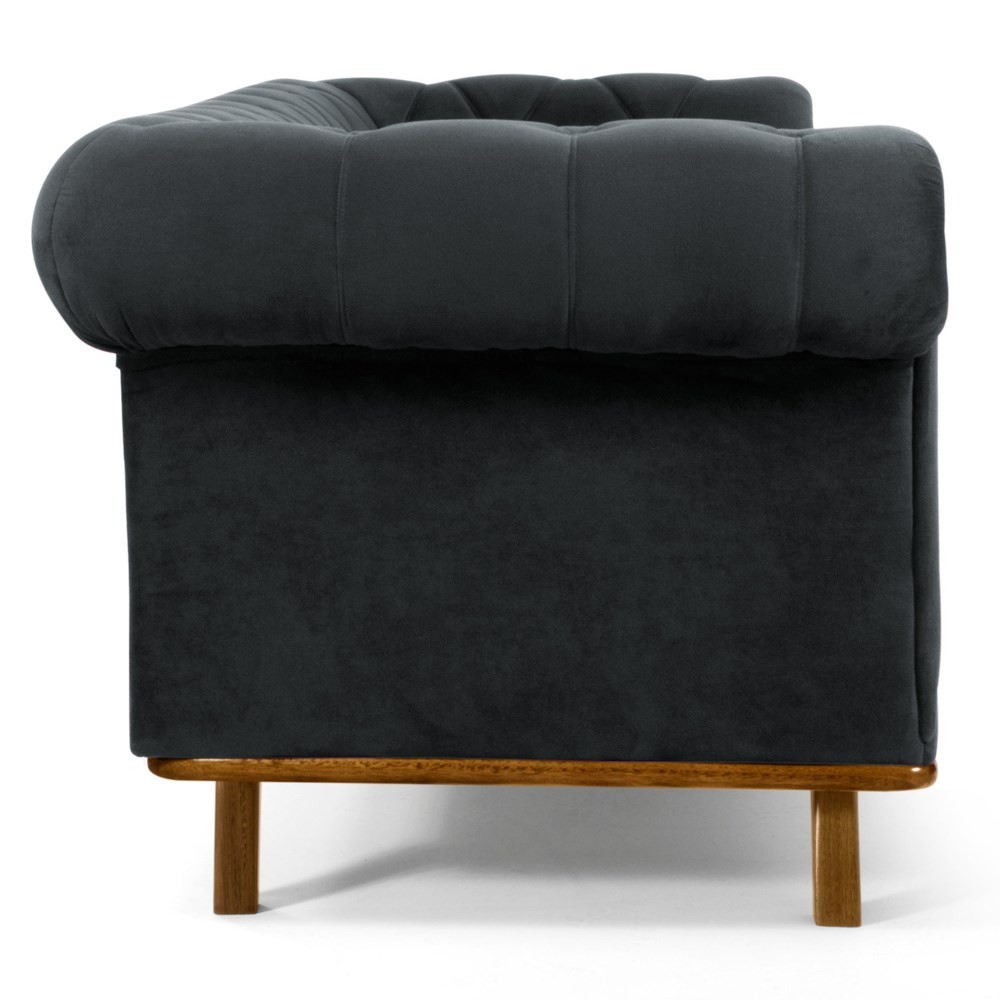 Sofá 180cm 3 Lugares Base Madeira Império B-317 Veludo Cinza - Domi