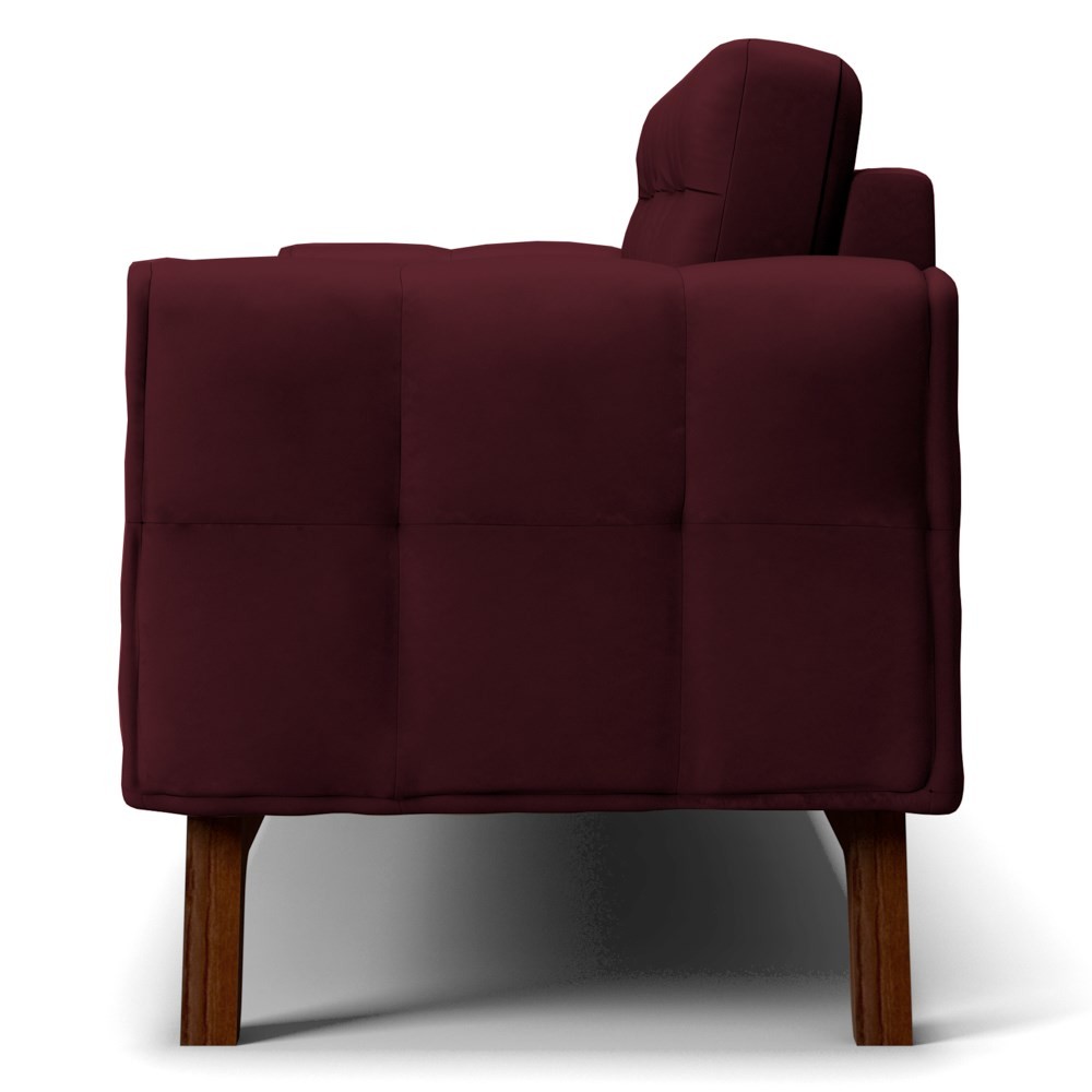 Sofá 210 cm 3 Lugares Sandero B-278 Veludo Marsala - Domi