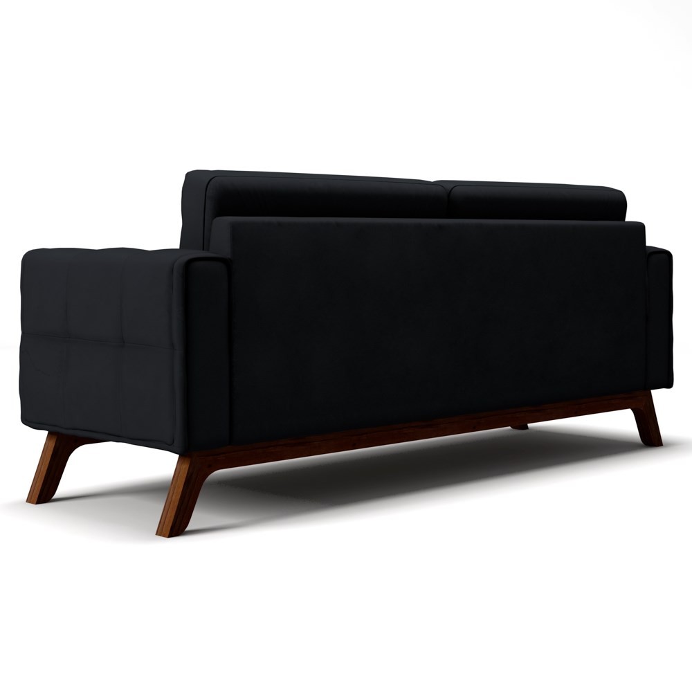 Sofá 210 cm 3 Lugares Sandero B-300 Veludo Preto - Domi