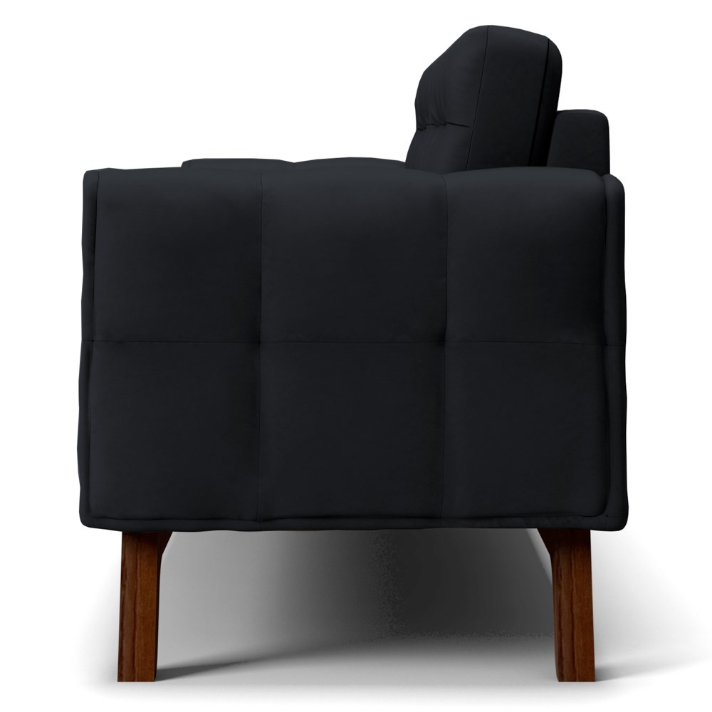 Sofá 210 cm 3 Lugares Sandero B-300 Veludo Preto - Domi