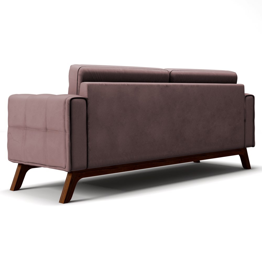 Sofá 210 cm 3 Lugares Sandero B-305 Veludo Rosê - Domi