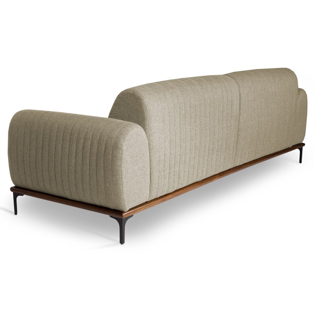 Sofá 210cm 3 Lugares Pés Preto Molino C-129 Linho Bege - Domi