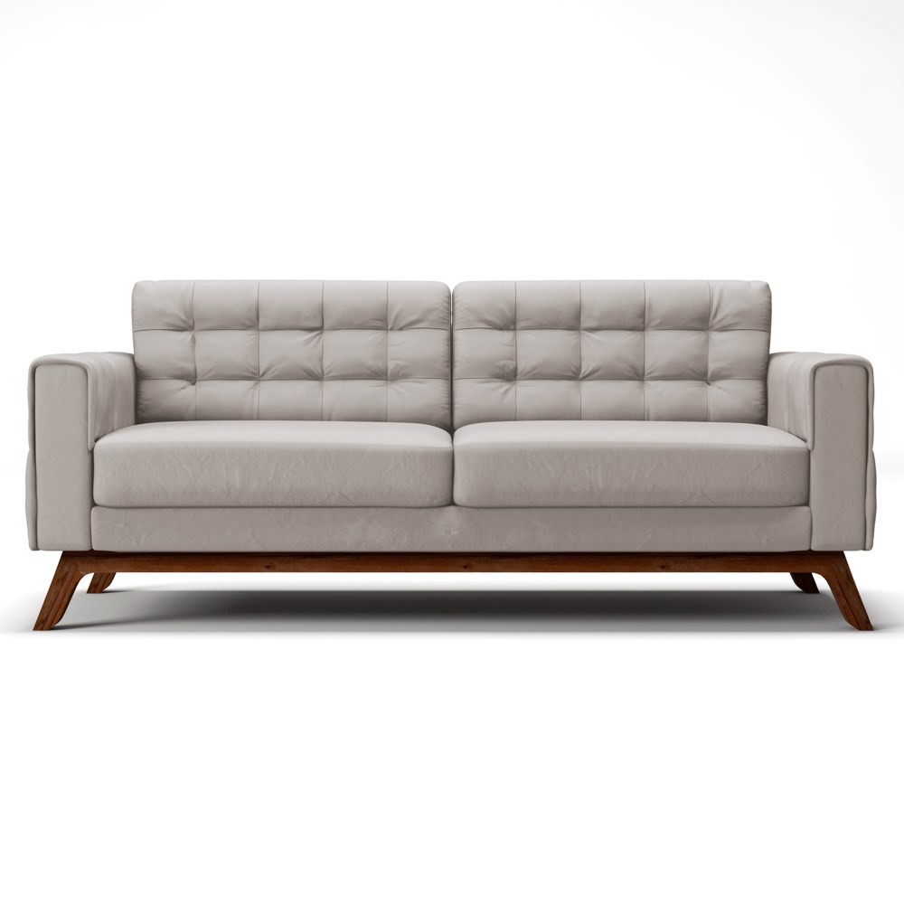 Sofá 230 cm 3 Lugares Sandero B-309 Veludo Bege Claro - Domi