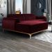Sofá 230cm 4 Lugares com Chaise Esquerdo Pés Gold Molino B-278 Veludo Marsala - Domi