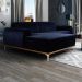 Sofá 230cm 4 Lugares com Chaise Esquerdo Pés Gold Molino B-287 Veludo Marinho - Domi