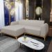 Sofá 230cm 4 Lugares com Chaise Esquerdo Pés Gold Molino C-107 Linho Bege - Domi
