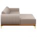 Sofá 230cm 4 Lugares com Chaise Esquerdo Pés Gold Molino C-107 Linho Bege - Domi