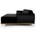 Sofá 245cm 4 Lugares com Chaise Direito Pés Gold Molino B-300 Veludo Preto - Domi
