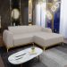 Sofá 245cm 4 Lugares com Chaise Direito Pés Gold Molino C-107 Linho Bege - Domi