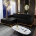 Sofá 245cm 4 Lugares com Chaise Esquerdo Pés Gold Molino B-159 Corano Preto - Domi