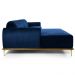 Sofá 245cm 4 Lugares com Chaise Esquerdo Pés Gold Molino B-304 Veludo Azul Marinho - Domi