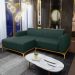 Sofá 245cm 4 Lugares com Chaise Esquerdo Pés Gold Molino C-117 Linho Verde - Domi