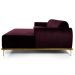 Sofá 255cm 4 Lugares com Chaise Direito Pés Gold Molino B-292 Veludo Uva - Domi