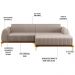 Sofá 255cm 4 Lugares com Chaise Direito Pés Gold Molino C-107 Linho Bege - Domi