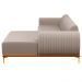 Sofá 255cm 4 Lugares com Chaise Direito Pés Gold Molino C-107 Linho Bege - Domi