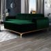Sofá 255cm 4 Lugares com Chaise Direito Pés Gold Molino C-303 Veludo Verde Musgo - Domi