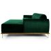 Sofá 255cm 4 Lugares com Chaise Direito Pés Gold Molino C-303 Veludo Verde Musgo - Domi