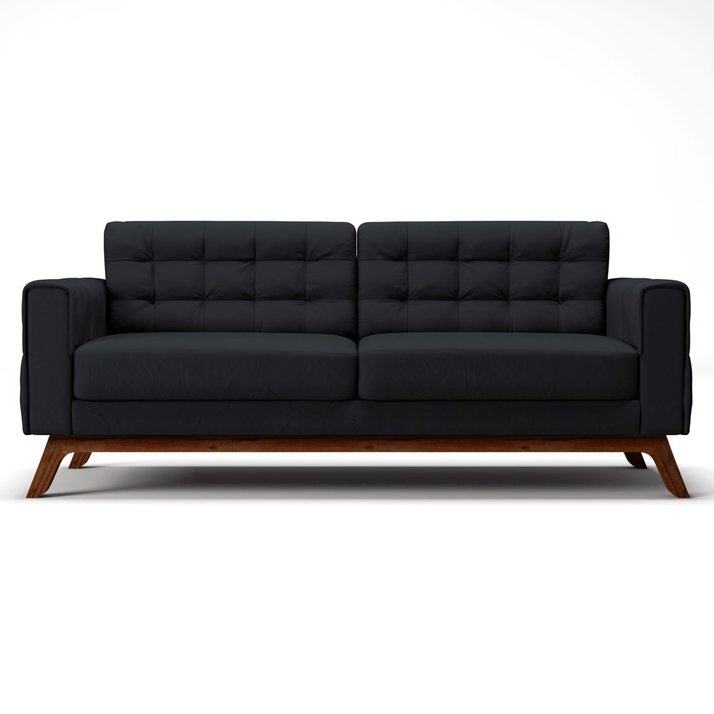 Sofá 260 cm 4 Lugares Sandero B-300 Veludo Preto - Domi