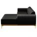 Sofá 265cm 4 Lugares com Chaise Direito Pés Gold Molino B-159 Corano Preto - Domi