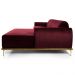 Sofá 265cm 4 Lugares com Chaise Direito Pés Gold Molino B-278 Veludo Marsala - Domi