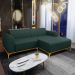 Sofá 265cm 4 Lugares com Chaise Direito Pés Gold Molino C-117 Linho Verde - Domi