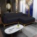 Sofá 265cm 4 Lugares com Chaise Direito Pés Gold Molino D-465 Linho Chumbo - Domi