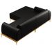 Sofá 265cm 4 Lugares com Chaise Esquerdo Pés Gold Molino B-159 Corano Preto - Domi