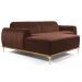 Sofá 265cm 4 Lugares com Chaise Esquerdo Pés Gold Molino B-276 Veludo Terra - Domi