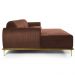 Sofá 265cm 4 Lugares com Chaise Esquerdo Pés Gold Molino B-276 Veludo Terra - Domi