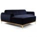 Sofá 265cm 4 Lugares com Chaise Esquerdo Pés Gold Molino B-287 Veludo Marinho - Domi