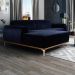 Sofá 265cm 4 Lugares com Chaise Esquerdo Pés Gold Molino B-287 Veludo Marinho - Domi