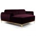 Sofá 265cm 4 Lugares com Chaise Esquerdo Pés Gold Molino B-292 Veludo Uva - Domi