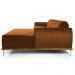 Sofá 300cm 5 Lugares com Chaise Direito Pés Gold Molino B-262 Veludo Telha - Domi