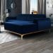 Sofá 300cm 5 Lugares com Chaise Direito Pés Gold Molino B-304 Veludo Azul Marinho - Domi