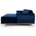 Sofá 300cm 5 Lugares com Chaise Direito Pés Gold Molino B-304 Veludo Azul Marinho - Domi