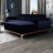 Sofá 320cm 5 Lugares com Chaise Direito Pés Gold Molino B-287 Veludo Marinho - Domi