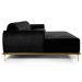 Sofá 320cm 5 Lugares com Chaise Esquerdo Pés Gold Molino B-300 Veludo Preto - Domi