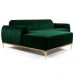 Sofá 320cm 5 Lugares com Chaise Esquerdo Pés Gold Molino B-303 Veludo Verde Musgo - Domi