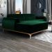 Sofá 320cm 5 Lugares com Chaise Esquerdo Pés Gold Molino B-303 Veludo Verde Musgo - Domi