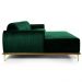 Sofá 320cm 5 Lugares com Chaise Esquerdo Pés Gold Molino B-303 Veludo Verde Musgo - Domi