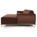 Sofá 350cm 6 Lugares com Chaise Direito Pés Gold Molino B-276 Veludo Terra - Domi