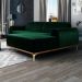 Sofá 350cm 6 Lugares com Chaise Direito Pés Gold Molino B-303 Veludo Verde Musgo - Domi