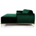 Sofá 350cm 6 Lugares com Chaise Direito Pés Gold Molino B-303 Veludo Verde Musgo - Domi